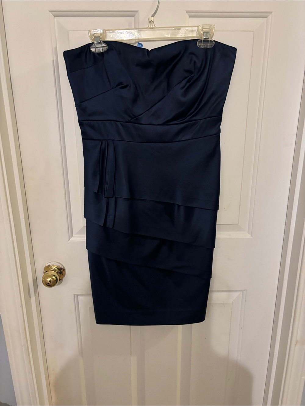 ANTONIO MELANI Strapless Navy Tiered Cocktail Dress